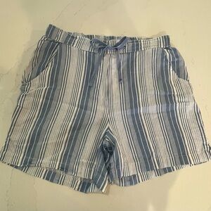 Striped Blue and White Ladies Linen Shorts